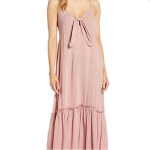 Elan gauze tie front cut out maxi dress in blush. Size S
